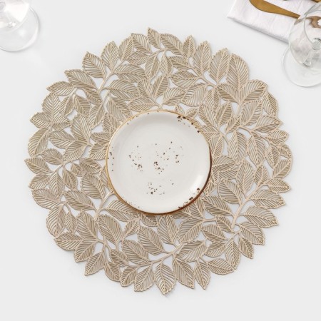 Serving napkin on the table "Leaves", PVC, 38 × 38 cm, color gold-2