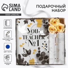 Gift set of You Are the Best Teacher: Diary A5 80 sheets, Ballic metal handle 0.8 mm, soap petals 3 pcs