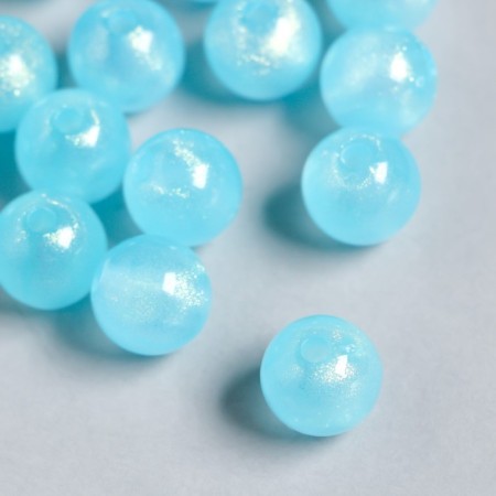 Plastic beads "Bright-blue balls with sparkles" glow in the dark set of 20 g d = 1.2 cm