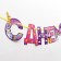 Garland on the tape "Happy Birthday!", Rainbow cat, length 250 cm