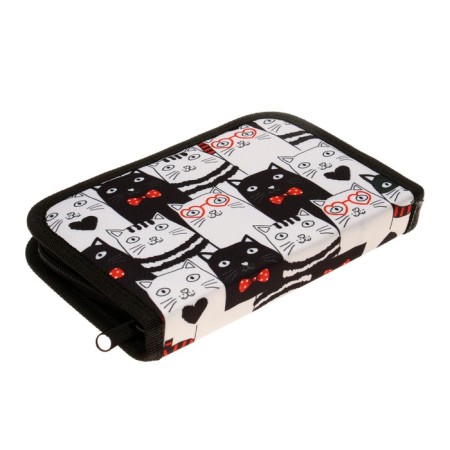 School Penal on a zipper 13 x 19.5 cm "cats" fabric, 1 section-1
