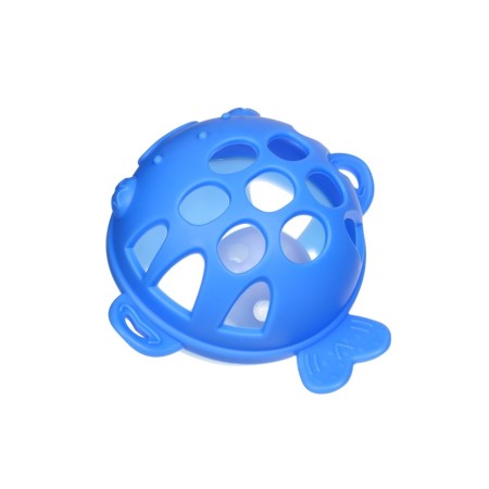 Silicone teether for teeth with a rattle "Fish", in the case, blue color, crumb I-7