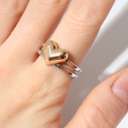 Ring "Heart" Duo threads, golden color in silver, dimensionless-2