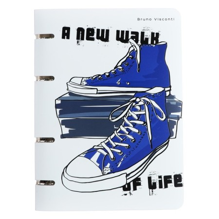 Notebook on rings, 80 sheets to the point "Blue sneakers", plastic cover, replaced block 70 g/m2
