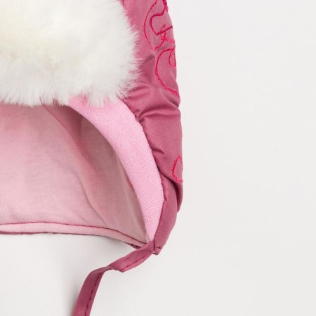 Kitty hat for a girl, lingonberry color, size 46-2