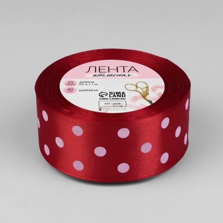 Satin tape "Golshek", 40 mm × 23 ± 1 m, color red No. 026-1