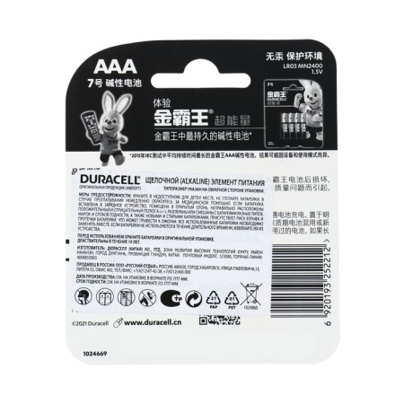 Alkalin battery Duracell Basic (CH), AAA, LR03-2BL, 1.5V, blister, 2 pcs.-1