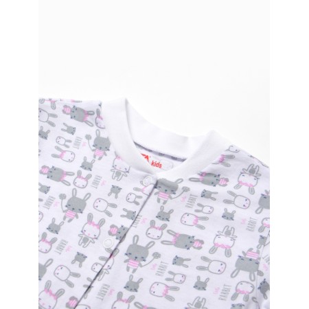 Combineson children with open legs "bunnies", white/pink color, height 74-1