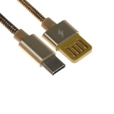 Type -C cable - usb, 2.1 a, metal braid, 1 meter, golden