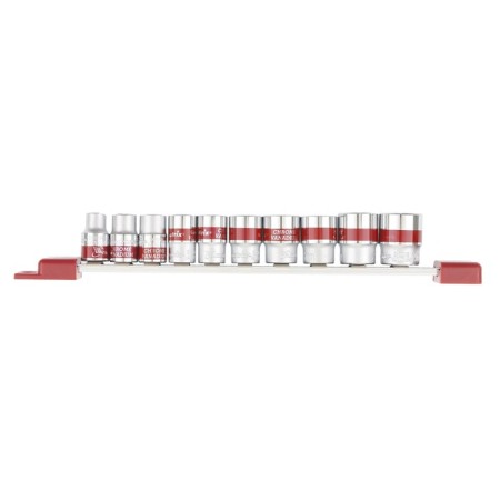 Set of end heads Matrix, 3/8 ", 6 grades, CRV, 10 pcs., 8-19 mm