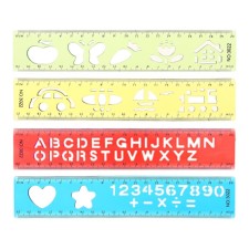 The ruler is flexible, plastic 20 cm, with stencils, mix