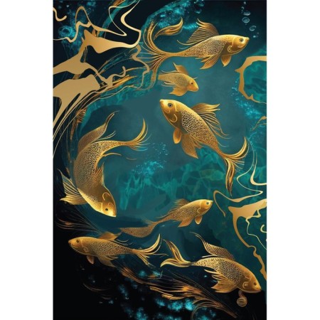 Picture on numbers with a subframe and rubbing "Golden Fish", 20 x 30 cm-1