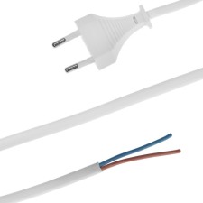 A network cord with a fork, 2 m, SHVVP 2 x 0.5 mm2, white