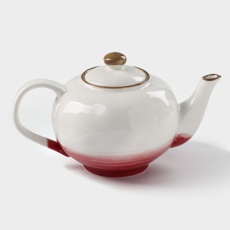 Kettle porcelain harness "Cosmos", 600 ml, red color-3