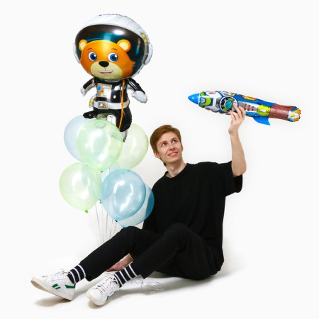 A set of balls "Bear in space", latex, foil, 9 pcs.-1