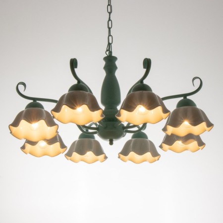 Luracia chandelier 8he27 40W green-white 88x88x37-72 cm Bayerlux-10