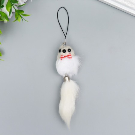 Fluffy on the suspension "White Mouse" mix 8.5x3.5x3.5 cm