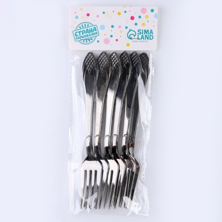 Plastic forks, set 6 pcs in a set, silver color-2