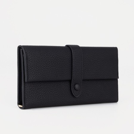 Women's wallet on the button, black color