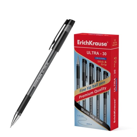 Ballic handle Erichkrause Ultra-30 Original, node 0.7 mm, black ink, letter length 1000 meters