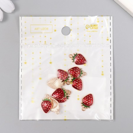Decor for creativity metal, enamel "Ripe strawberry" red 1.6x1 cm-5
