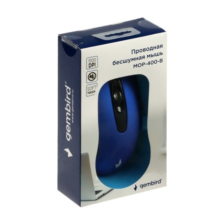 Mouse Gembird Mop-400, wired, optical, silent, 1000 dpi, USB, black and blue-4