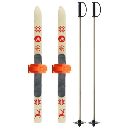 Baby ski kit, 70 cm with mounts and sticks 70 cm long, mix-6