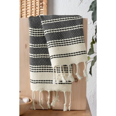 Set of Arya Home Zigzag, 480 g, size 38x68 cm, 2 pcs, black color-1