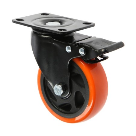 Furniture wheel CAPPIO, D = 100 mm, rotary, with a stop, PVC coating