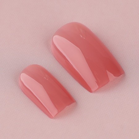 Follow nails "Dark Beige", 24 pcs, adhesive plates, square shape, glossy dark beige color-4