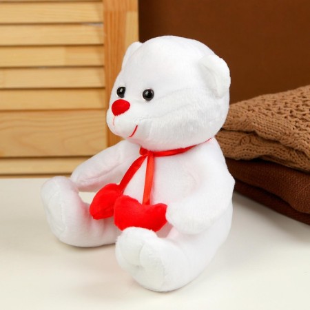 Soft toy "Bear", with hearts, 21 cm, white color-2