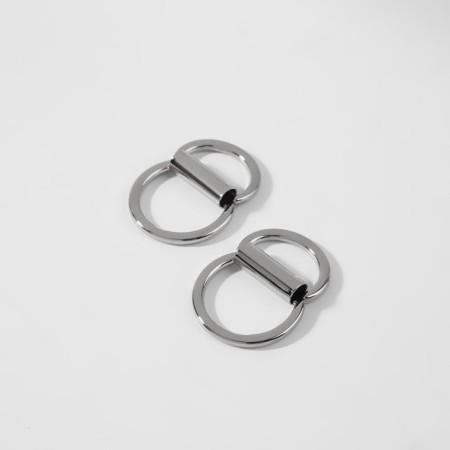 The half -ring for bags is double, d = 15 mm, thickness - 1 mm, 2 pcs, silver color