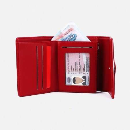 Women's wallet on the button, red color-3