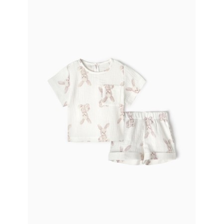 Kit for children (T-shirt and shorts) minku, white color, height 80-86 cm