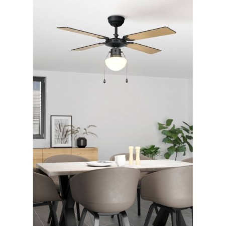 Ceiling fan with Fortaleza lamp, 60W, e27, steel, black-1