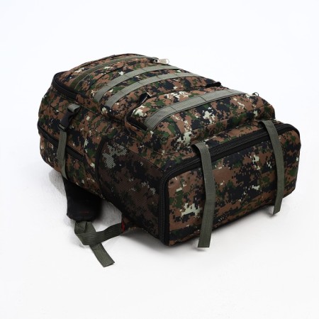 Tourist backpack on a zipper, with an increase, 40 l, 6 outer pockets, green/brown color-2