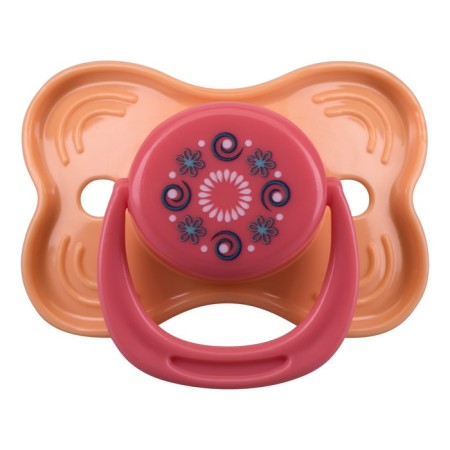 Nipple-dummy Silicone classic “patterns”, with a ring, from 0 months, color mix-8