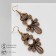 Earrings "openwork" leaves, black color in black gold, 7.5 cm
