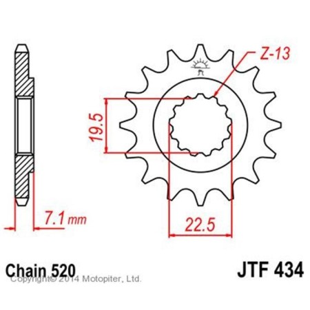 Leading star JTF434-15, F434-15, JT SPROCKETS, chain 520, 15 teeth