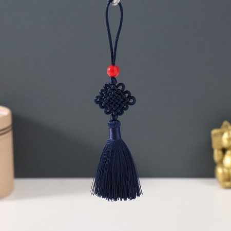 Suspension textiles, plastic "Knot of happiness and infinity" Dark blue 8.5 cm