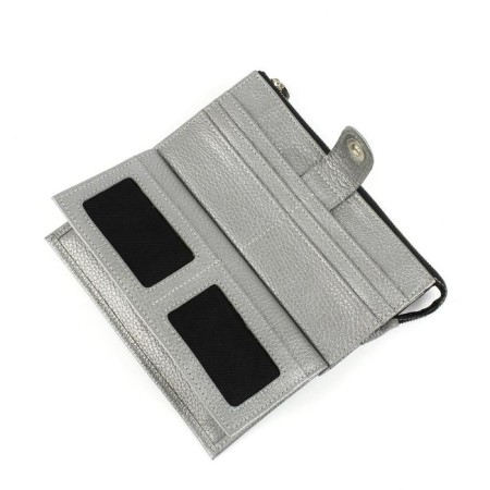 Wallet, magnet, 18 pockets, 1 department for trifles, n/k gray metallic-2