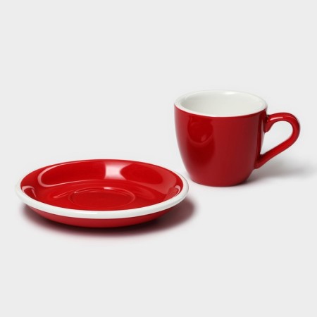 Coffee steam porcelain Magistro Coffee Time, 2 items: a cup 80 ml, a saucer d = 11.5 cm, red color-3
