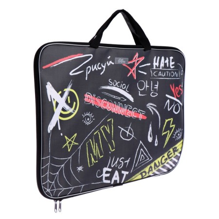 Folder for drawings and drawings A3, 470 x 350 x 20 mm, with handles, textile, calligrata, "inscriptions"-2