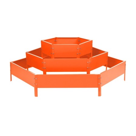 Galvanized flowerbed, 3 tiers, d = 60–100–140 cm, h = 45 cm, orange, greengo-7