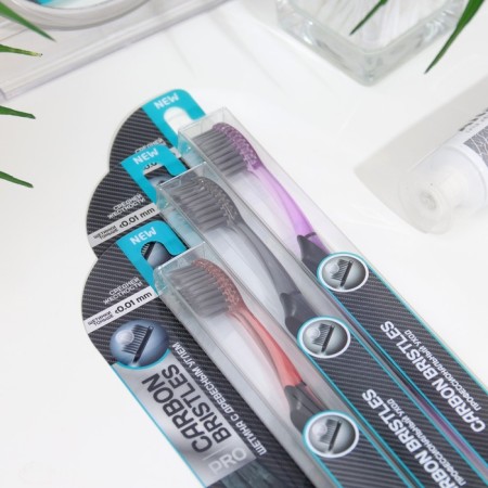 Rendall toothbrush of medium rigidity with Carbon Bristles coal, 1 pc., Mix-1
