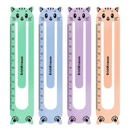 A set of 4 plastic bookmarks Erichkrause "Matt Pastel Bloom", figured, in a bag, mix-1