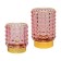 Decorative candlelight made of colored glass, 70 × 70 × 80 mm, pink color