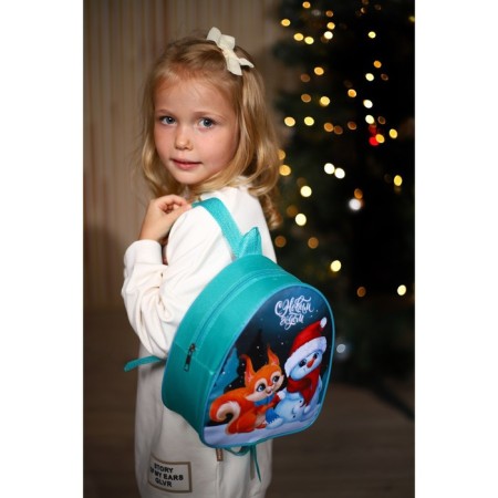 New Year's children's backpack "Happy New Year", a snowman and a fox-10