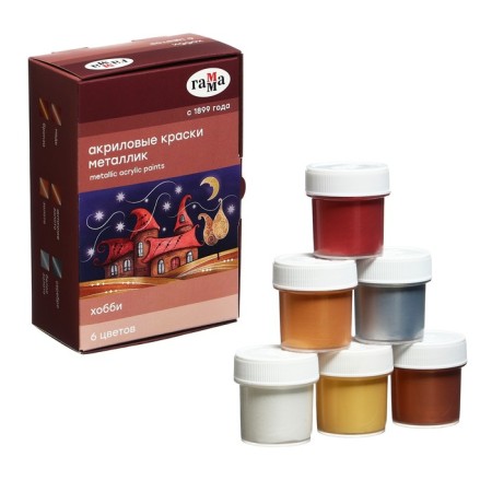 Acrylic paint, set of 6 colors x 20 ml, gamut "Hobbies", frost -resistant