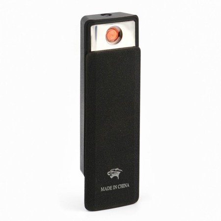 Electronic lighter, USB, spiral, flashlight, 2.5 x 7.5 cm black